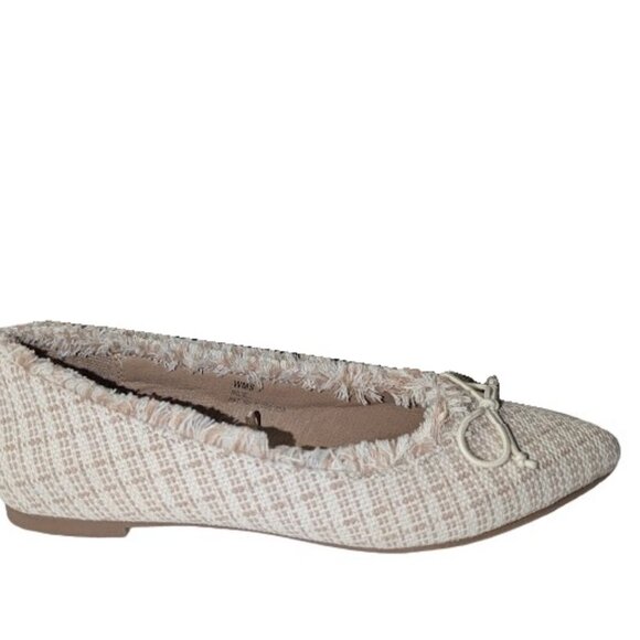 Report Womens Beige Textile Fabric Pointed Toe Ballet Flats w/Bow Size 7 NWOB - Picture 2 of 8